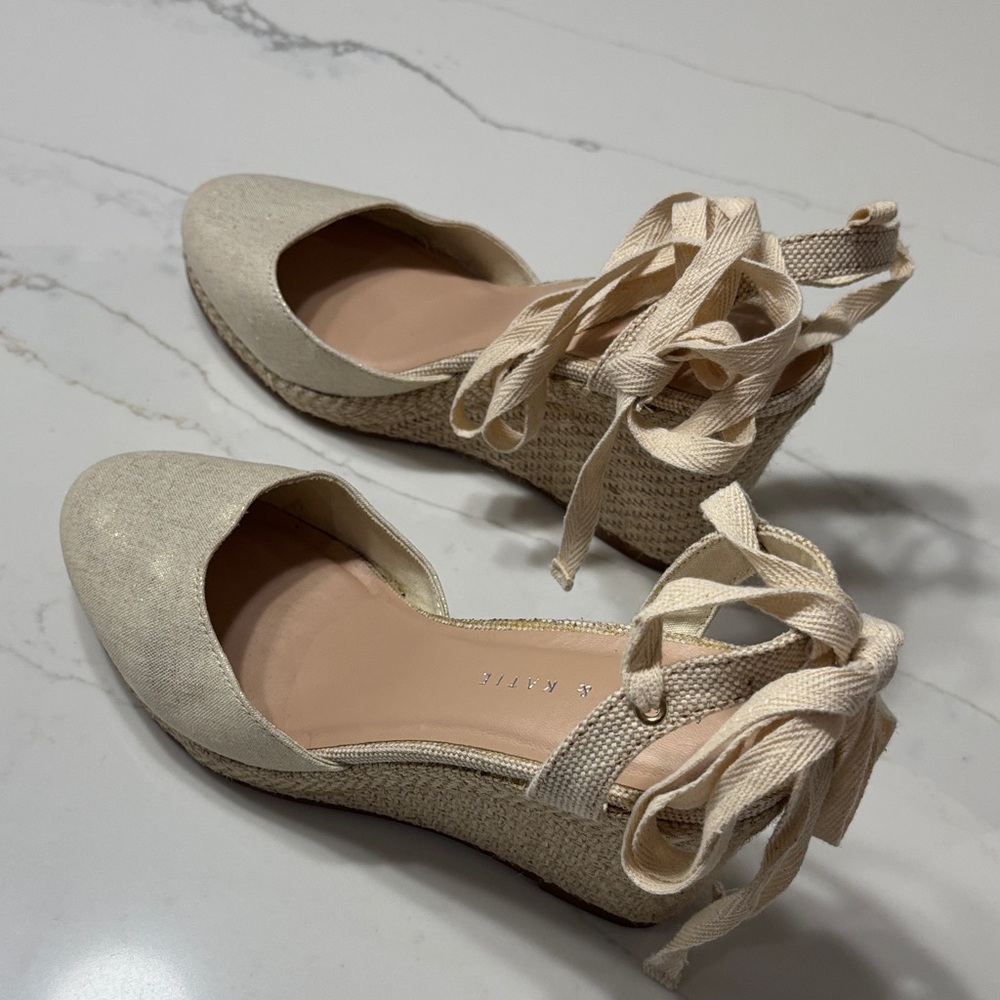 Kelly & Katie Beige Lace-Up Espadrilles - Picture 8 of 17